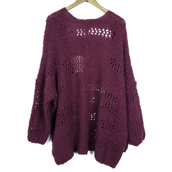 Free People Wine Knit Saturday Morning Cardigan - Picture 4 of 6